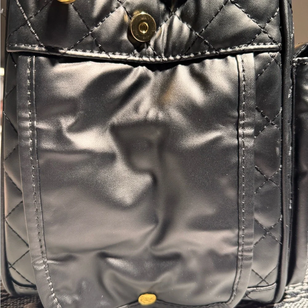 Black Quilted Dog Bag/Carrier with Gold Hardware! New!